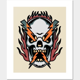 thunder skull tattoo art Posters and Art